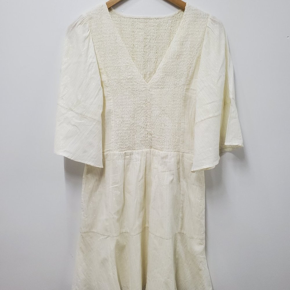 NWOT Cotton metallic gold thread beach dress